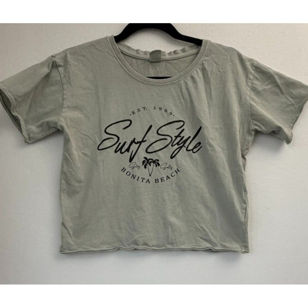 Daybreak Surf Crop Top Tee Small 100% Cotton Beach Graphic Shirt